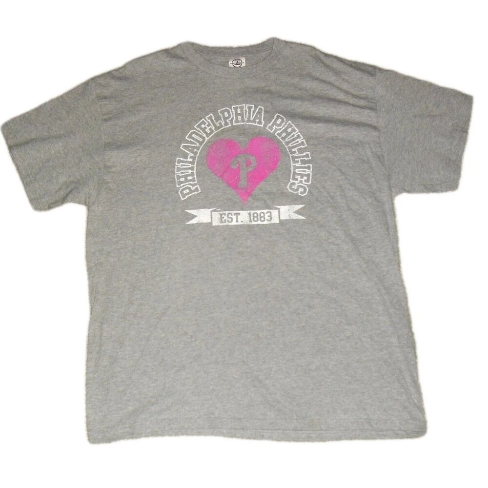 Philadelphia Phillies Mens Pink Heart T-Shirt Top sz. XL New Tags Mlb Baseball